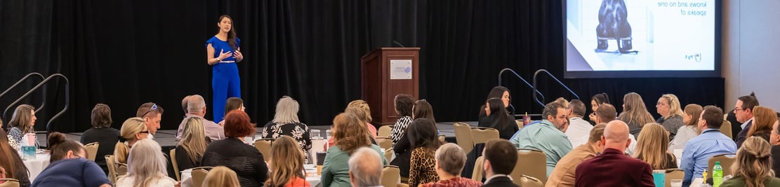 Speaker presenting at Unleashing Radiance leadership event with engaged audience