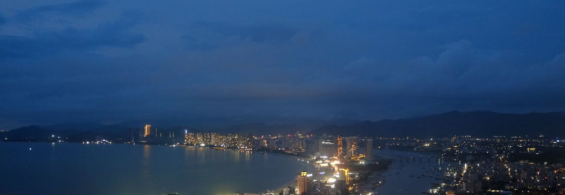 Night view of the illuminated bay