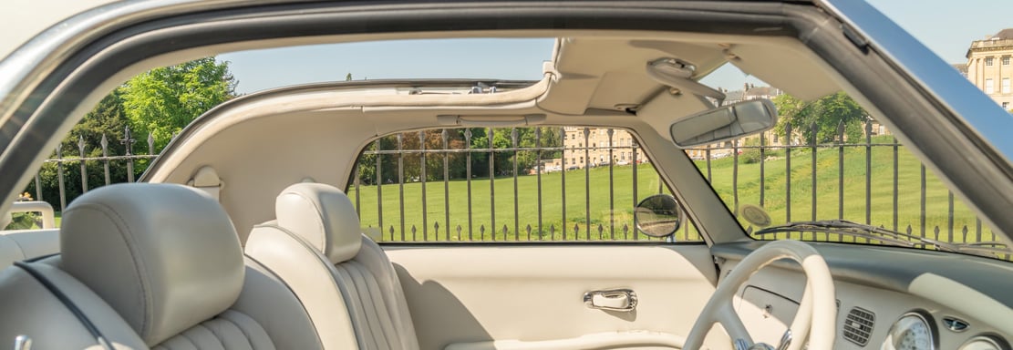 Interior of Nissan Figaro classic car