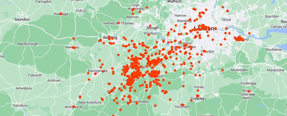 map of customers for Leovan Removals