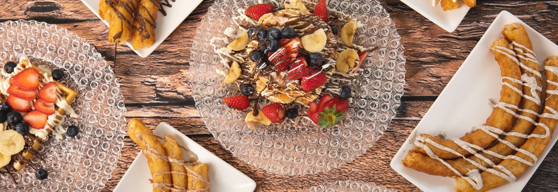 churros, gofres , y pancakes