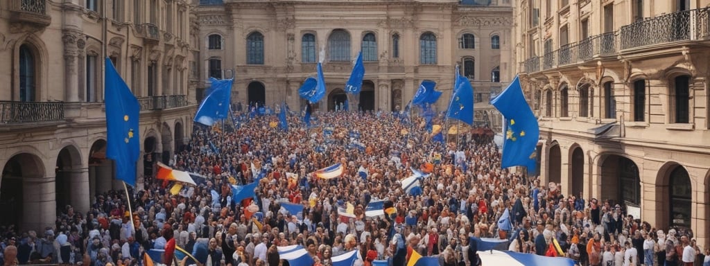 A vibrant graffiti mural with large red letters spells out 'Save Our Forests' on a white wall. The text is adorned with dripping paint, adding to the street art style. To the right, an image of a gorilla holding a spray can is partially visible. A modern walkway with a glass railing is below the mural, where two people are walking. The architecture is sleek and contemporary, featuring clean lines and a blend of glass and concrete.