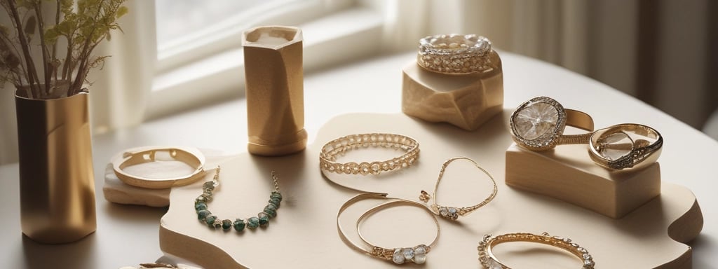 a table with a bunch of jewelry on it