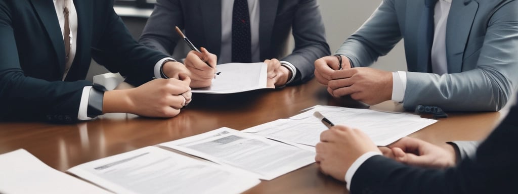 A road sign reading 'Hollywood' hangs from a metal traffic light pole against the backdrop of a building with numerous square-pane windows. The building features the words 'Senior Services Inc.' prominently in blue lettering. A portion of green foliage is visible at the bottom, suggesting some trees or shrubs nearby. The sky is clear and blue, indicating a sunny day.