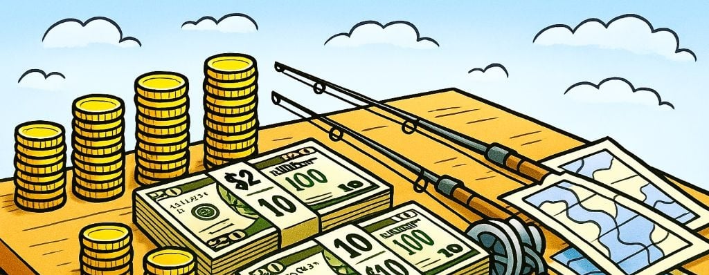 a table with money and money