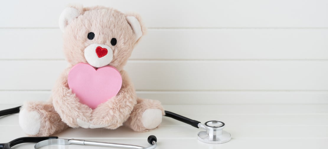 a teddy bear with a heart and stethoscope