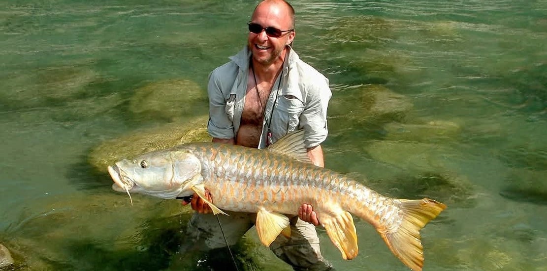Julian Stapley with Himalayan Golden Mahseer.