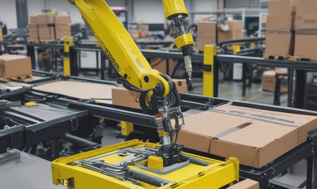 a robot that is standing on a conveyor belt