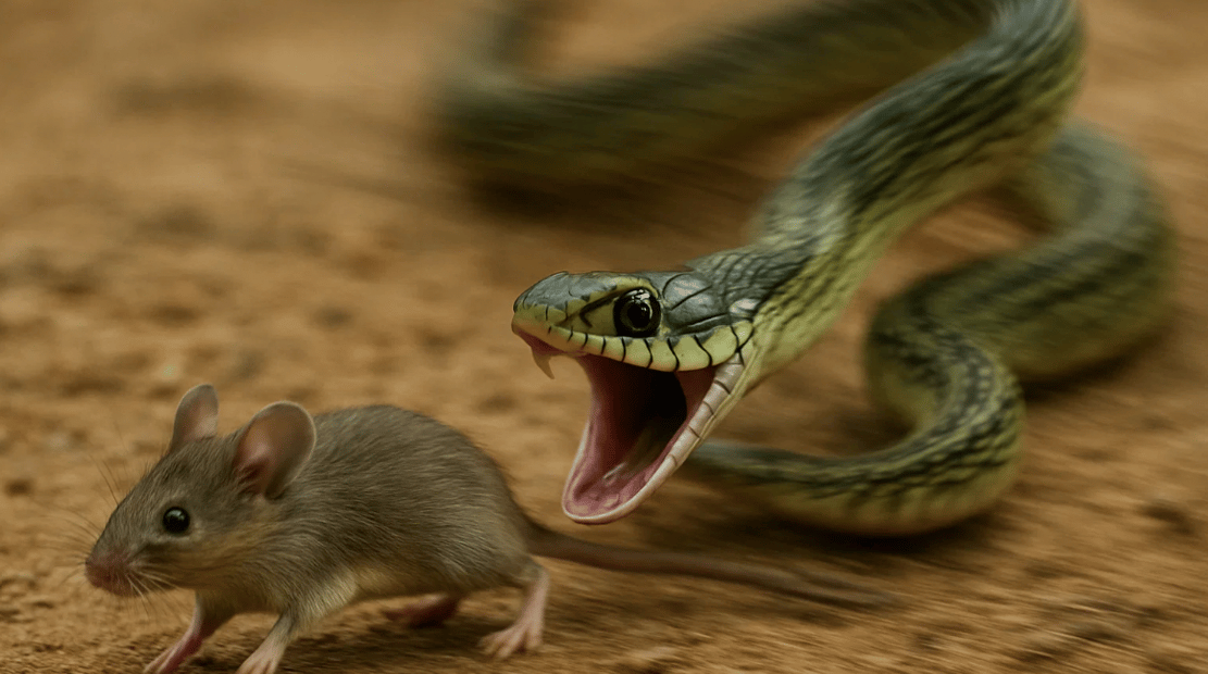 Un serpent attaque une souri pour la journées mondiale des serpents.