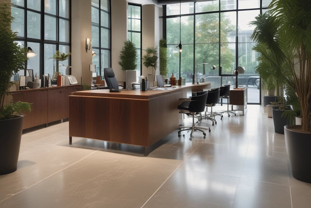 A modern interior space of an entrepreneurship center with large glass windows and open doors. The room contains people sitting at tables, engaging in various activities. The sleek design features metal railings and exposed ductwork in the ceiling, creating an industrial feel.