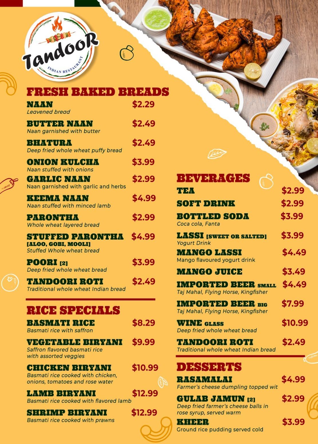a menu listing on a menu listing on a menu
