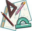 "Mathematics tuition symbol featuring a geometric shape and mathematical tools for learning."