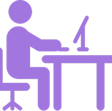 a person sitting at a desk with a computer