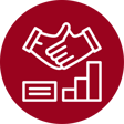 a business meeting with a handshake and a business card