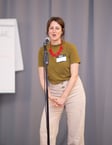 woman speaking microphone