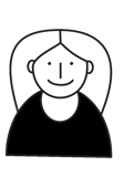 illustration of a smiling lady with long hair parted in the middle
