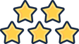 Avaliações cinco estrelas dos nossos serviços