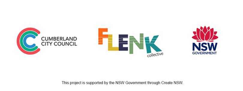 The logos of Cumberland City Council, FLENK and the NSW Government.