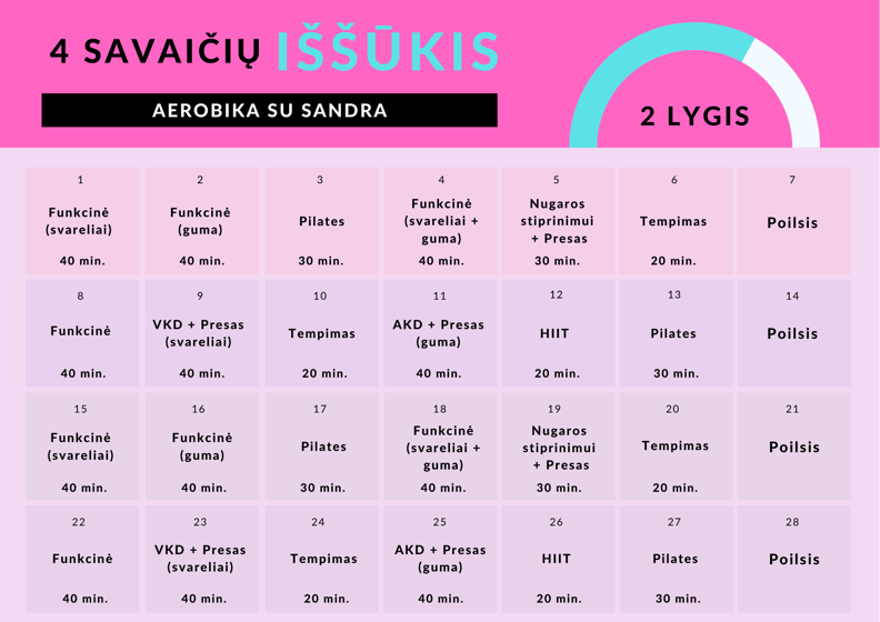 Online treniruotės - vidutinio sudėtingumo programa