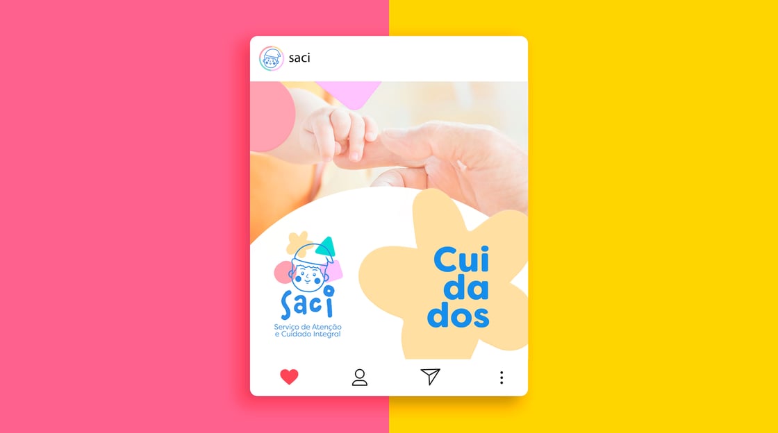 Post de clínica pediátrica com logo colorido