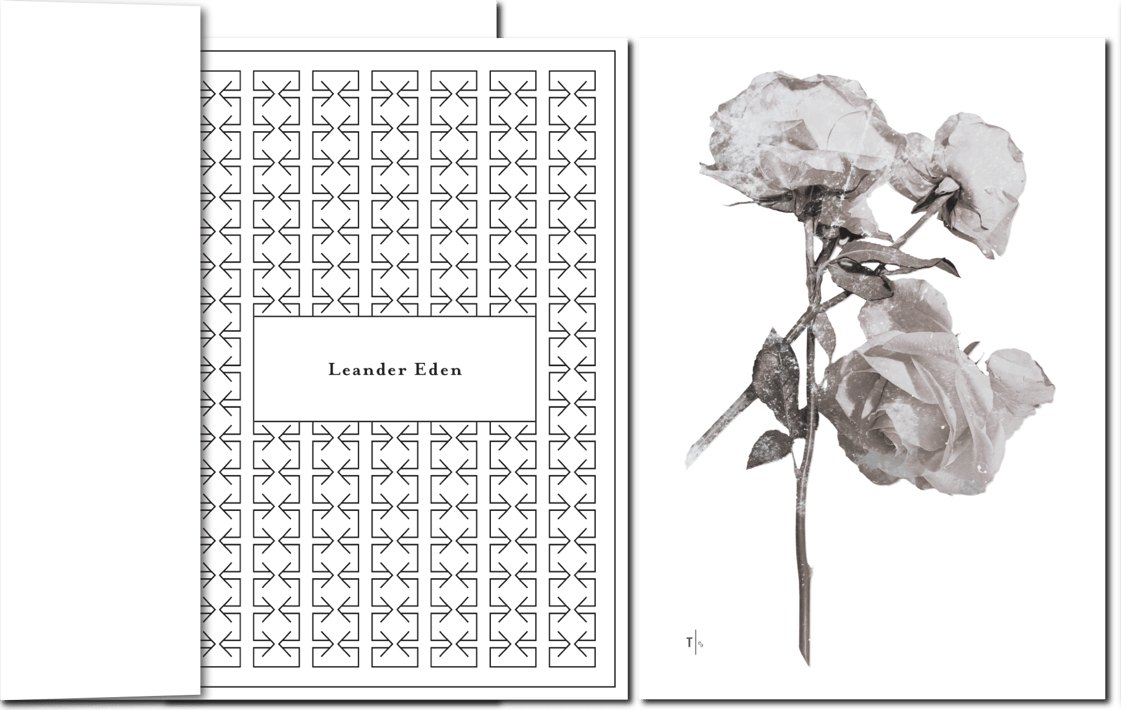 Weiße Rosen zum Abschied auf Trauerkarte