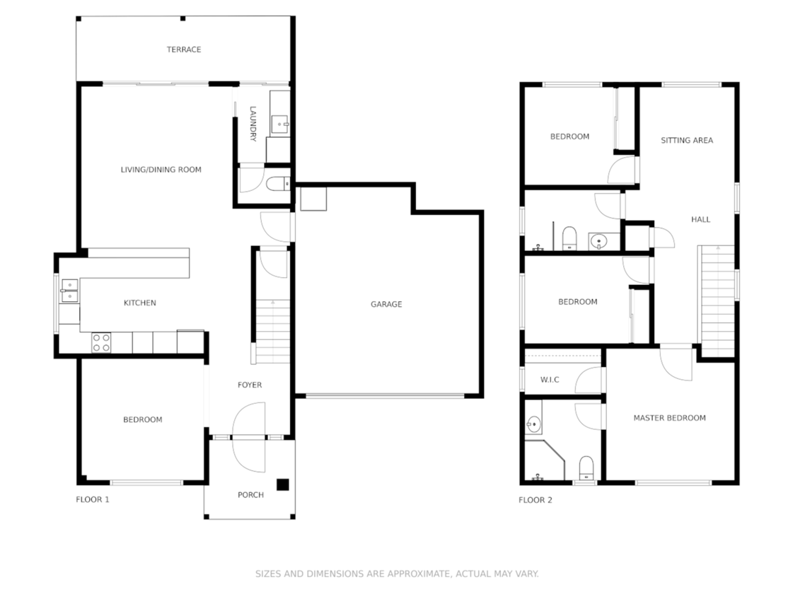 2D B&W floor plan without dimensions
