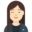a woman with a blue jacket and a black shirt