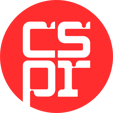 cspr logo, red and white text