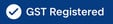 a blue and white logo with the words gst registered
