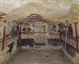 Paintings inside an underground tomb.