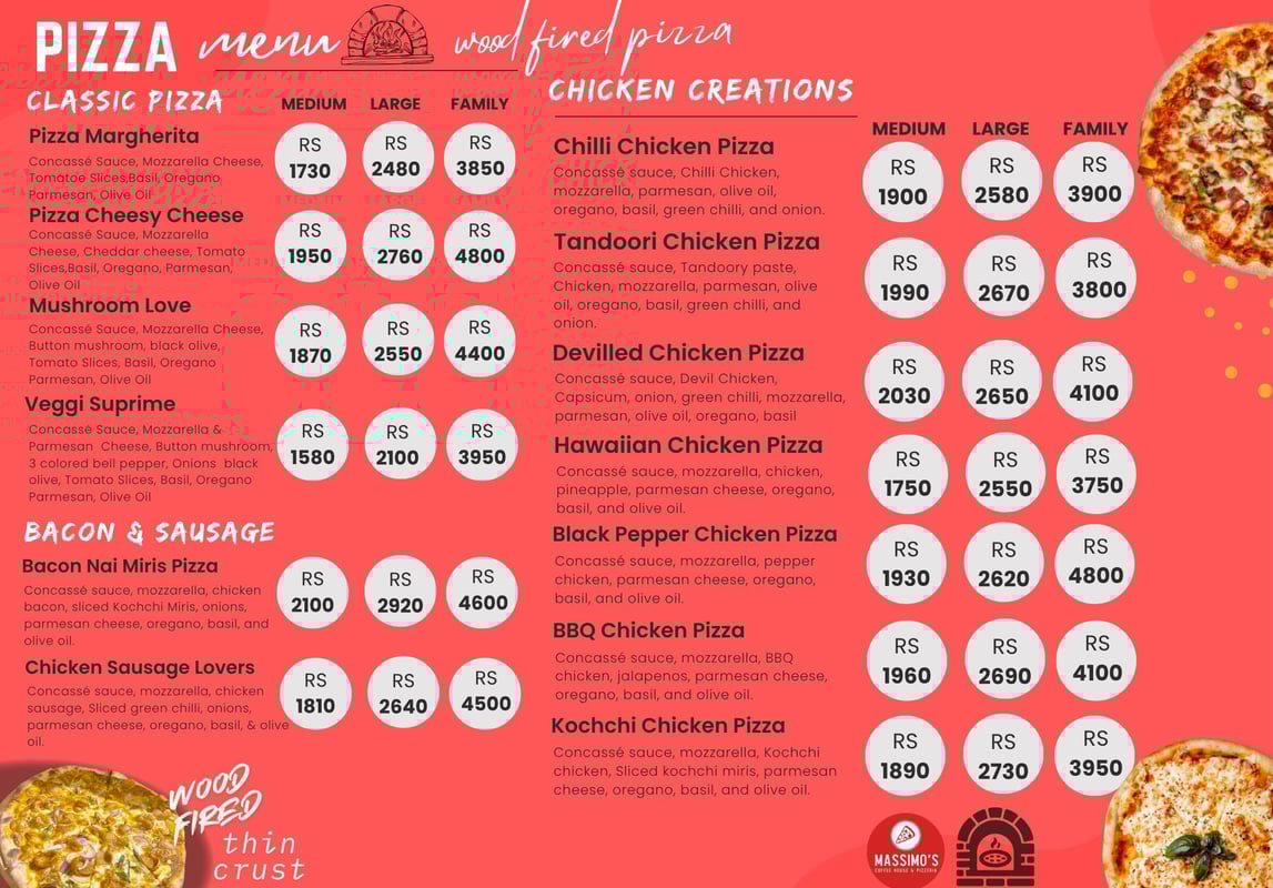 Massimos Ragama Pizza menu 1