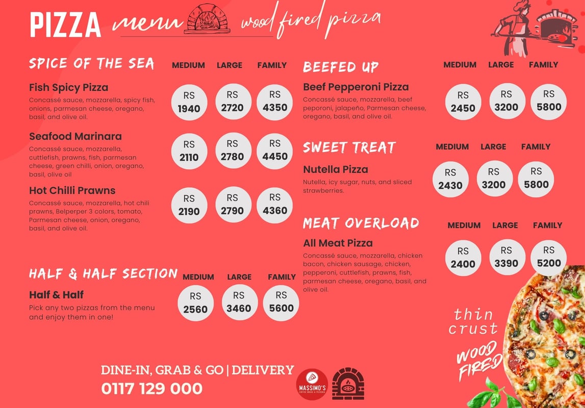 Massimos Ragama Pizza menu 2