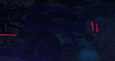 Screenshot of Animation sequence - DeLorean side view at night terrain with glimpse of smoke vapor