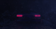 Visual from animated sequence - DeLorean stopped in the middle of mountain road at night with pink neon headlight
