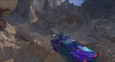 3D animation frame - DeLorean racing through deserted mountain