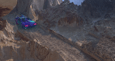 Screenshot from 3D animation - car racing in surreal mountain landscape