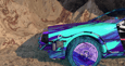 Screenshot from 3D animation - car racing in deserted mountain side view