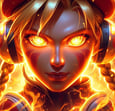Eternal Archive of Free Games en Gamejolt and woman with headphones on a fire