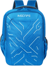 a peacock color backpack with line design print on it