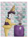 Illustration of a clown cooking of the series "the sad clowns"