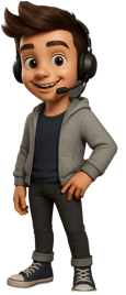 a cartoon character with headphones and a microphone