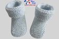 Chaussons bleus modele layette bb tricot bebe fait main