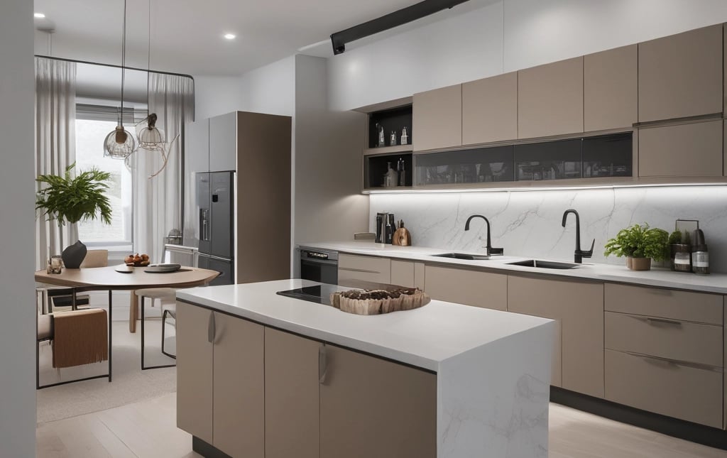 A two-story house under renovation with new brickwork being added. A black tarp covers construction materials in the foreground, surrounded by wood and other building materials. The house features a light brown exterior with two windows on the upper floor, white-framed doors, and a partially completed extension on the ground floor.