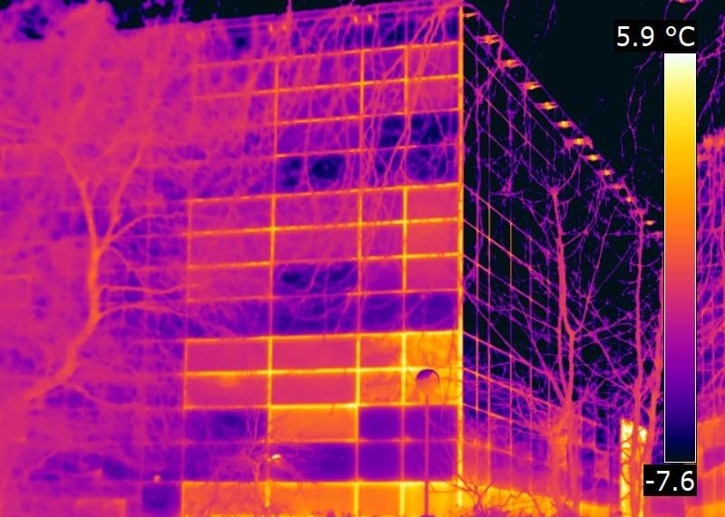 a thermal image of a glass facade