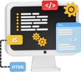 "Computer tuition symbol featuring a computer screen and keyboard for tech education."