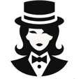 Mrs Butlers gala of games logo, a woman in a dicky bow and top hat
