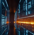 a server room with a large amount of light coming from the server representing our On page seo
