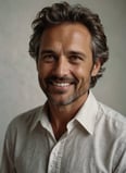 Real Portrait of a man with a beard and a white shirt