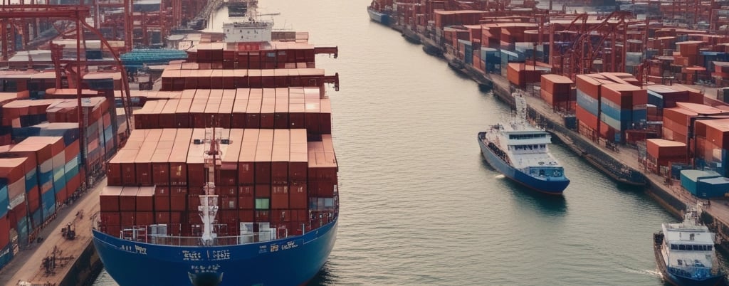 A lush green farm with neatly arranged rows of plants supported by wooden stakes and netting. In the background, tall palm trees rise against a partly cloudy sky, creating a serene agricultural landscape.