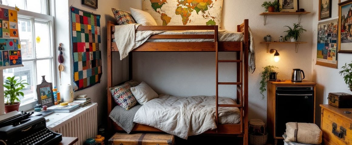 a bunk bed with a bed and a desk